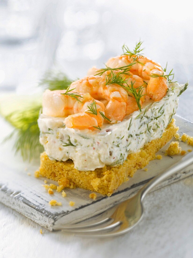 Shrimp, cream cheese and dill cheesecake