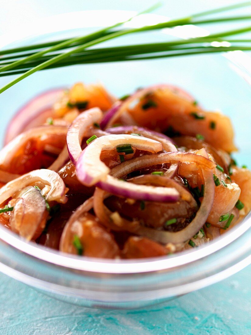 Tomato and red onion salad