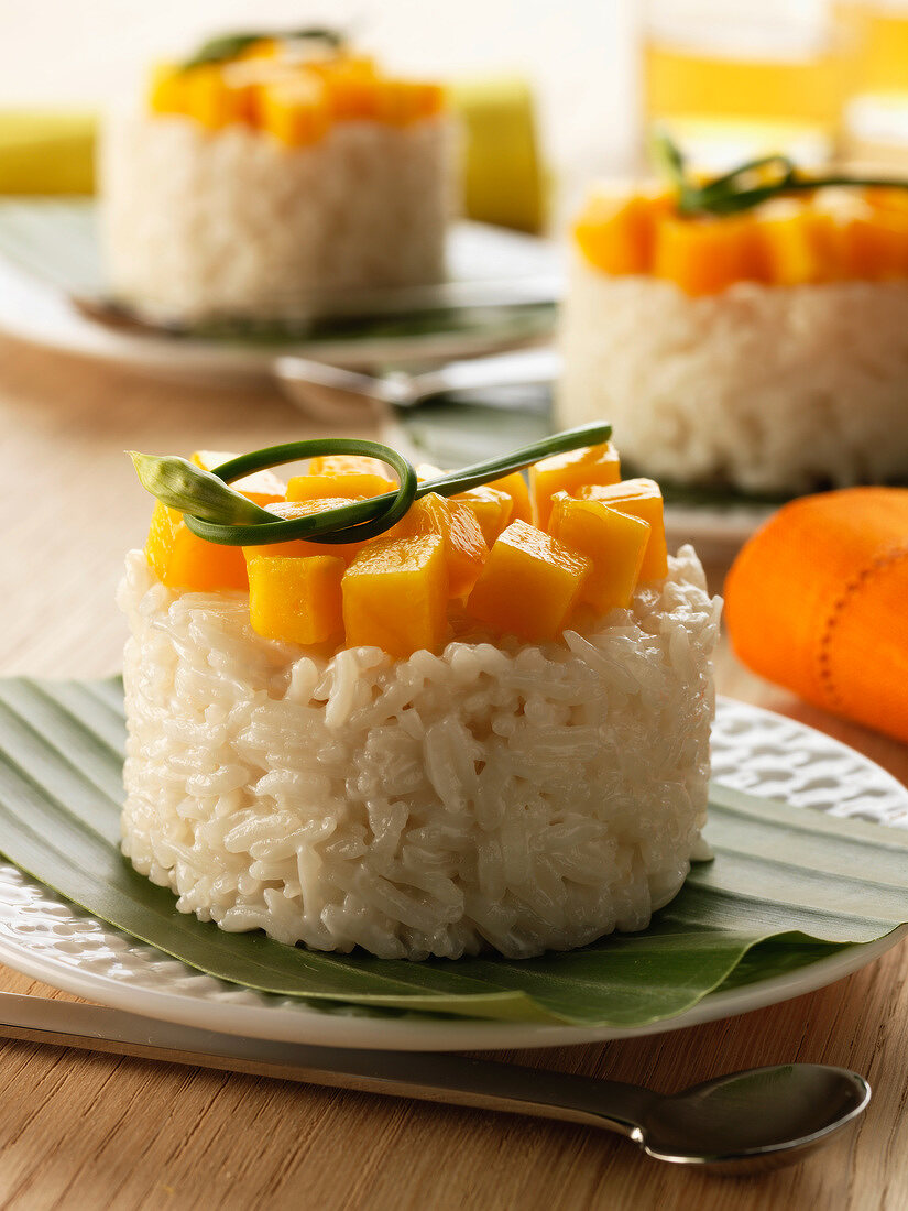 Rice and diced mango Timbale