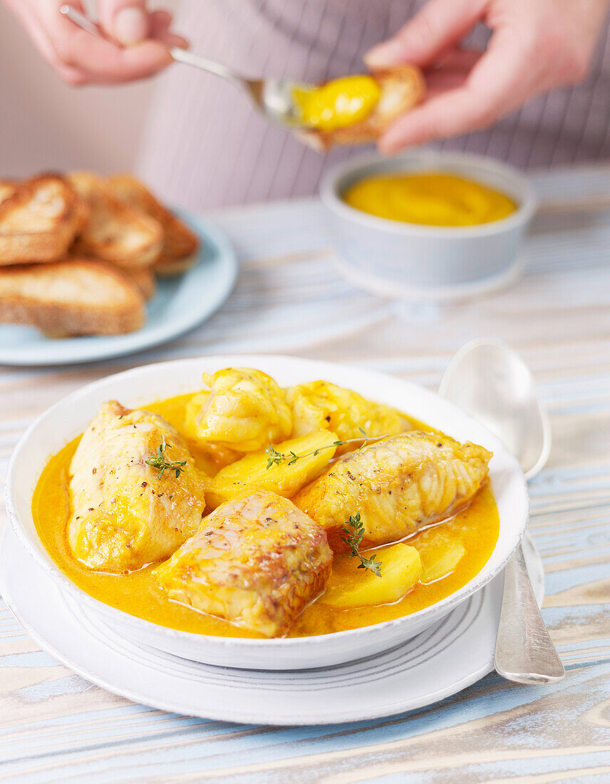 Bouillabaisse with rouille sauce