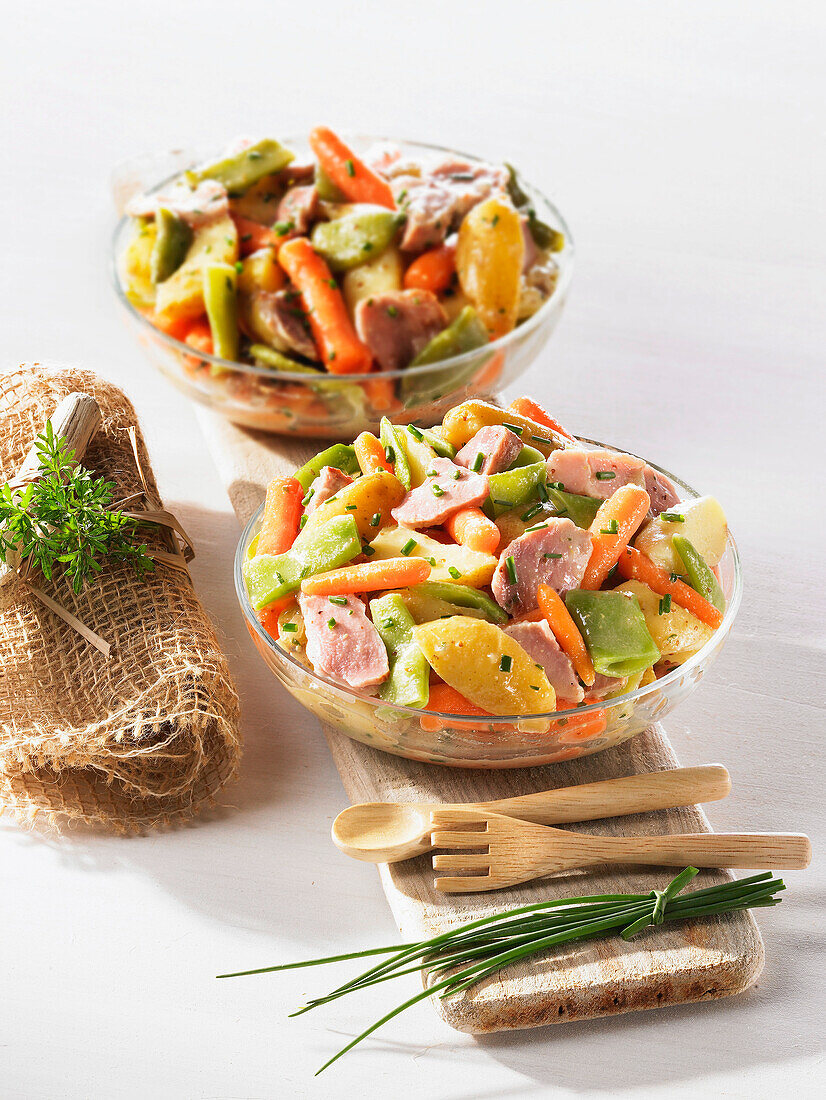 Potato,pork and carrot salad