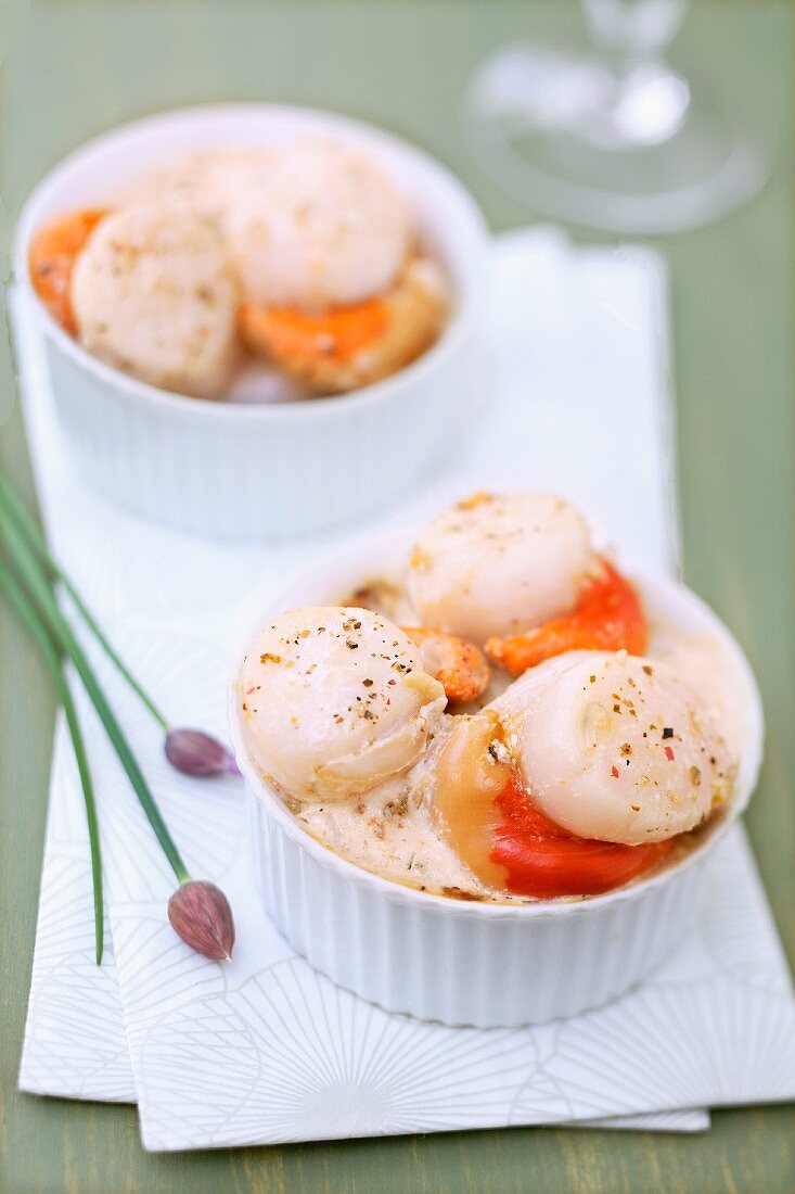 Scallops with shallots