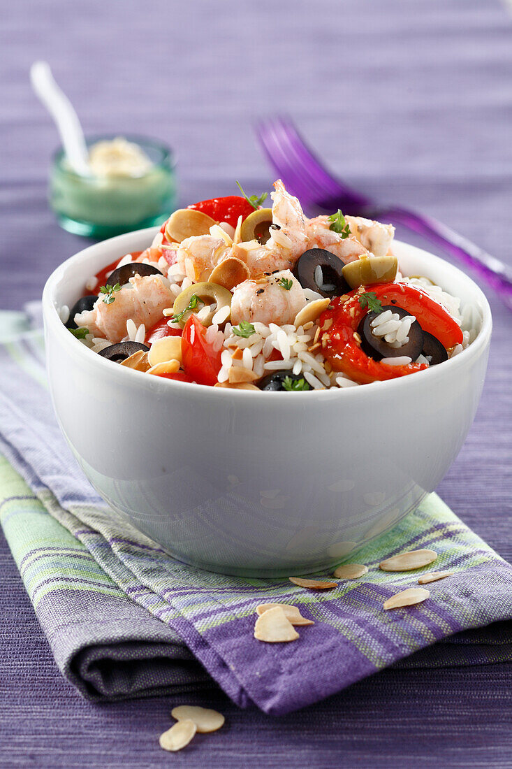 Rice salad with Dublin Bay prawn
