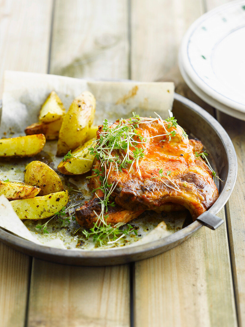 Marinated pork chops with potatoes