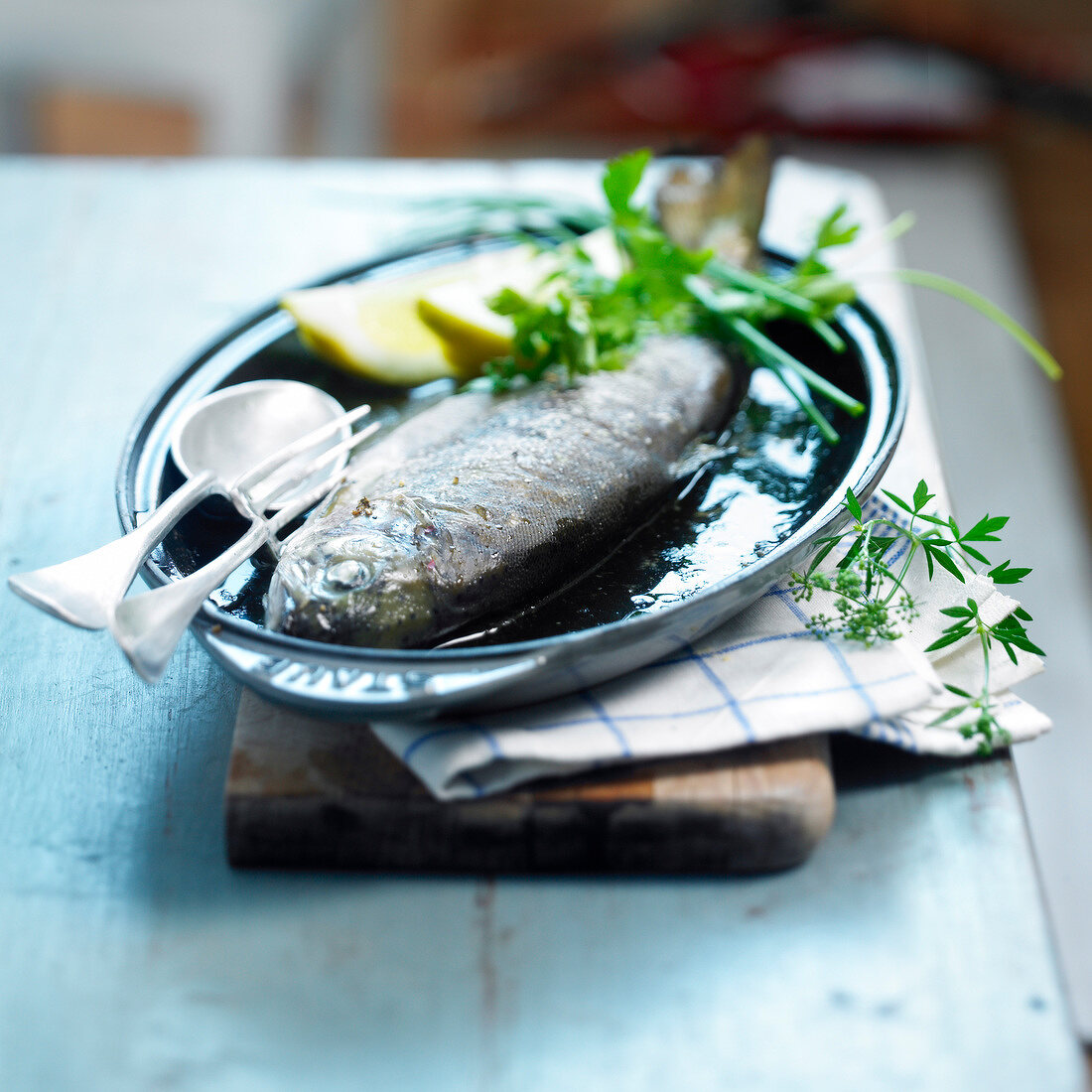 Roast trout with herbs