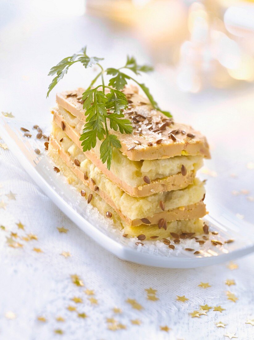 Foie gras and artichoke mille-feuille