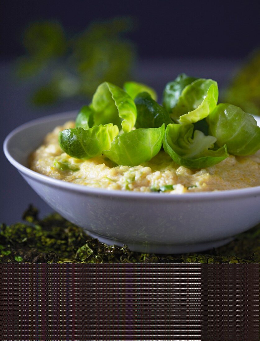 Polenta with Brussels sprouts