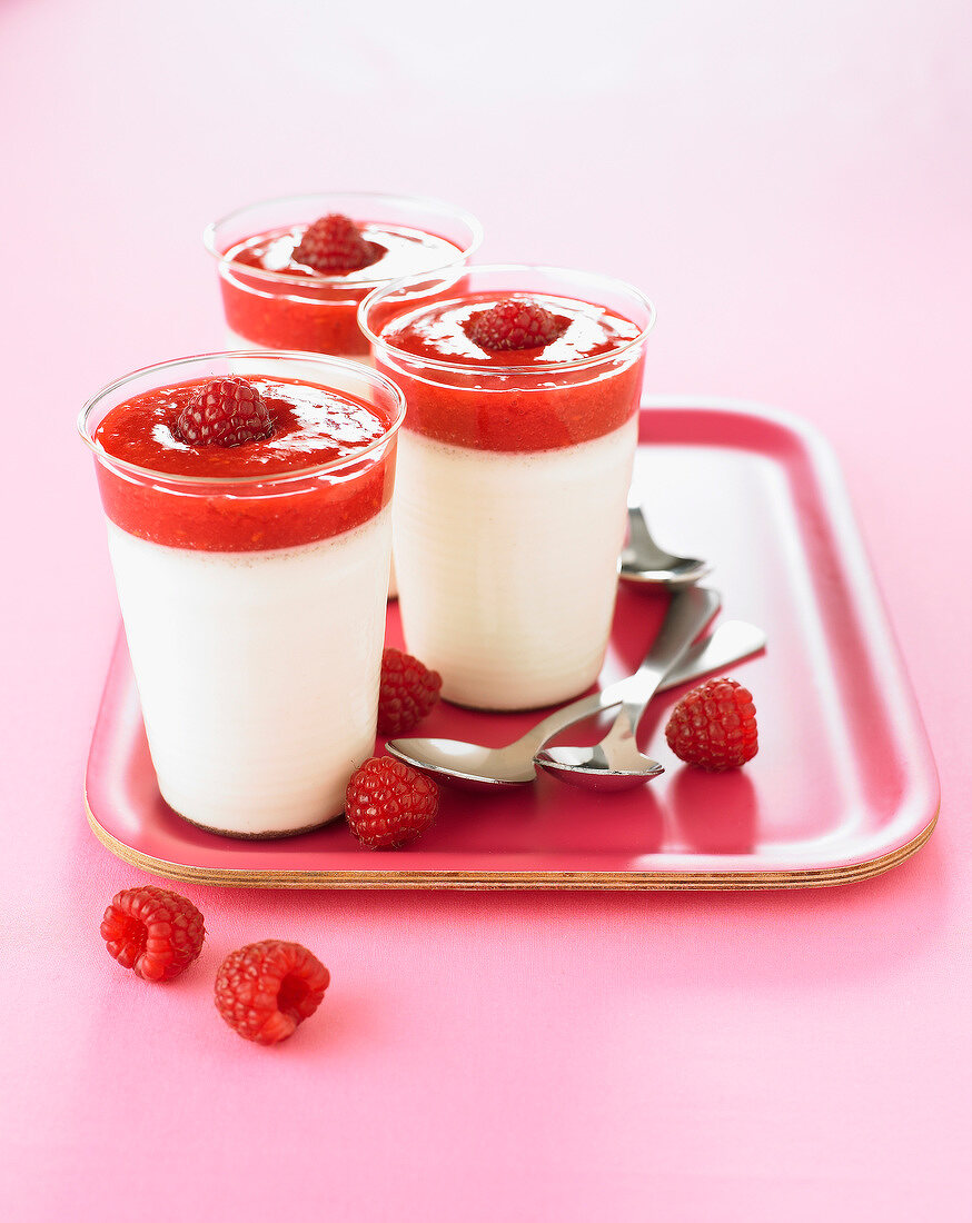 Panna cotta with raspberries