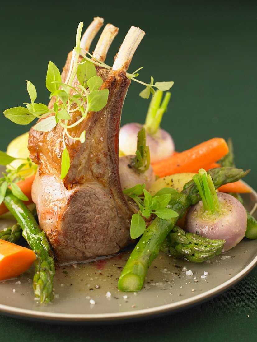 Loin of lamb with spring vegetables