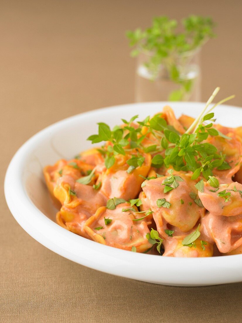 Tortelloni mit Tomaten-Sahne-Sauce