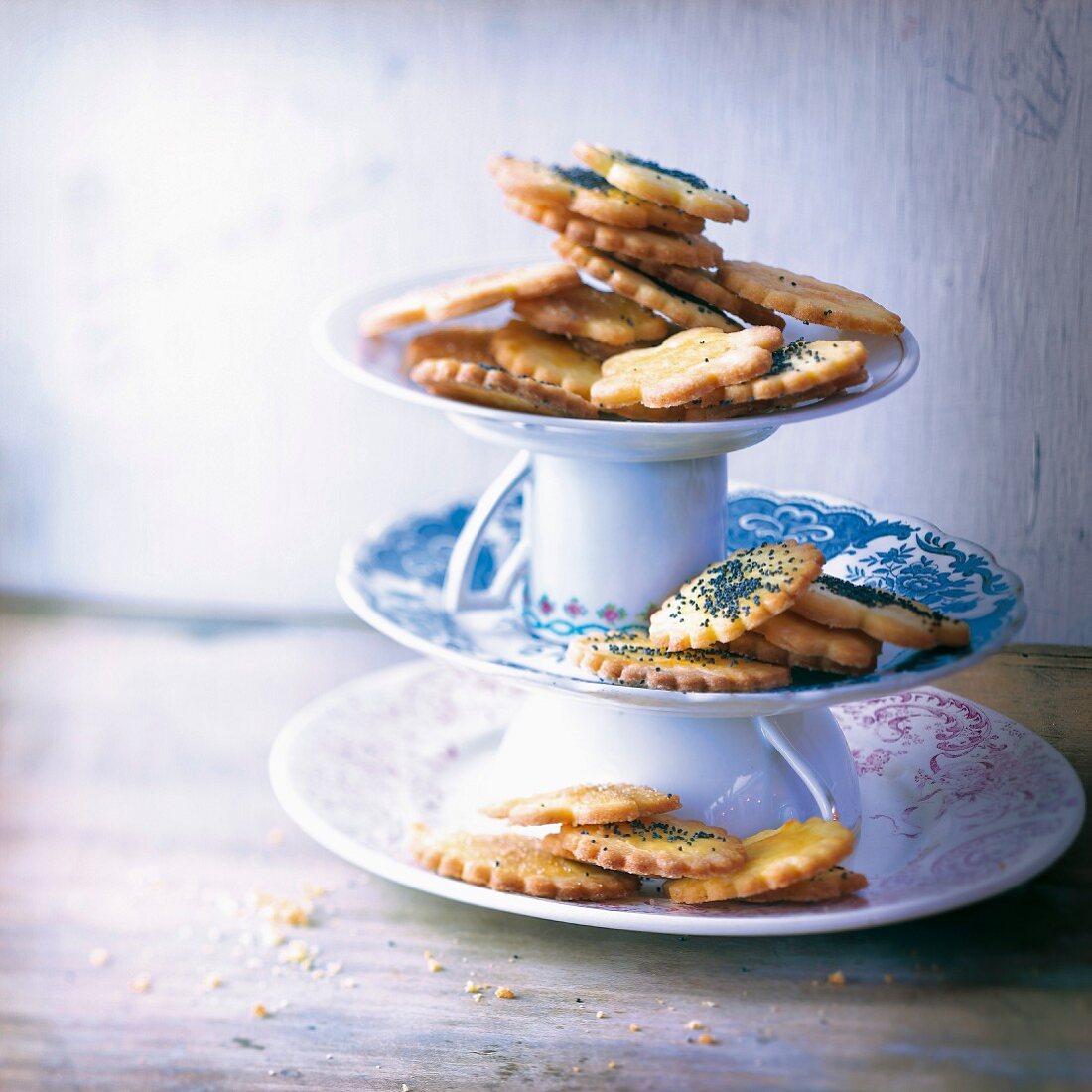 Lemon shortbread cookies and poppy seed shortbread cookies