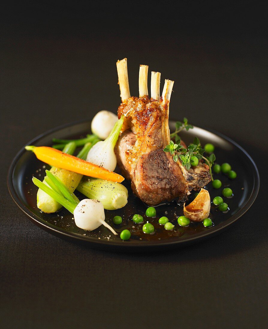 Loin of lamb with vegetables