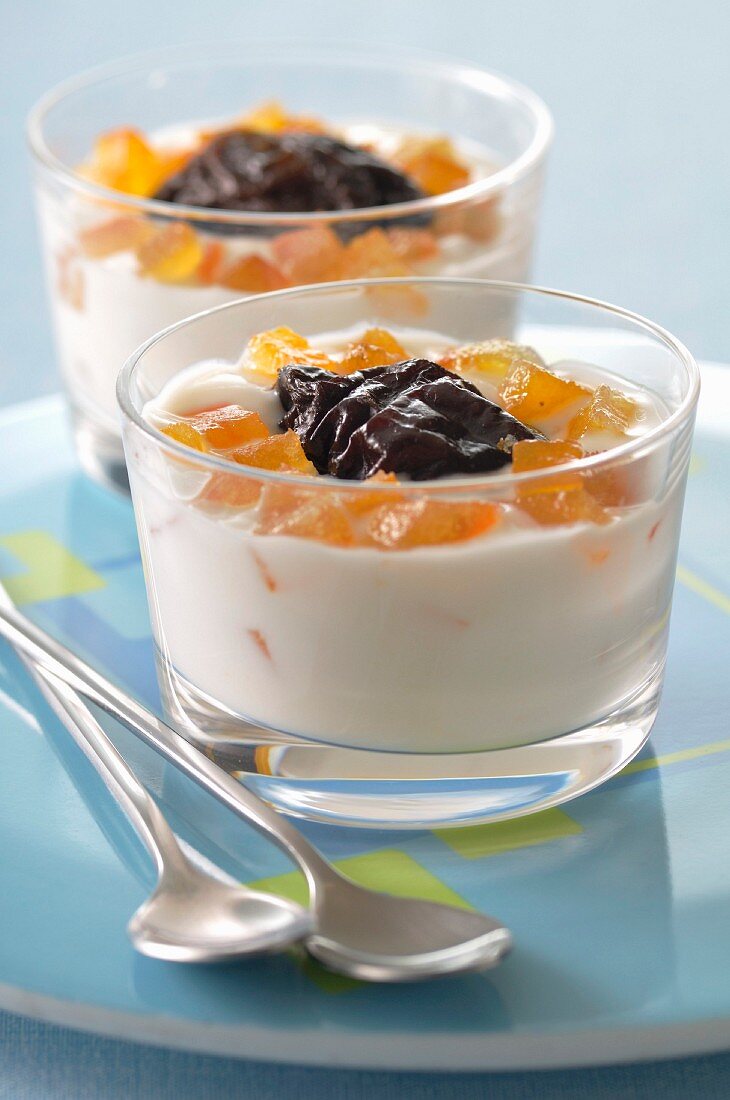 Fromage blanc with confit orange and prunes