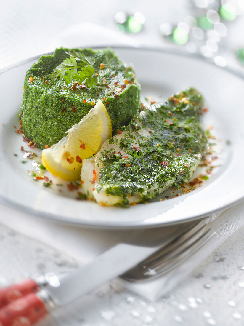 Steinbuttfilet mit Kressemousse