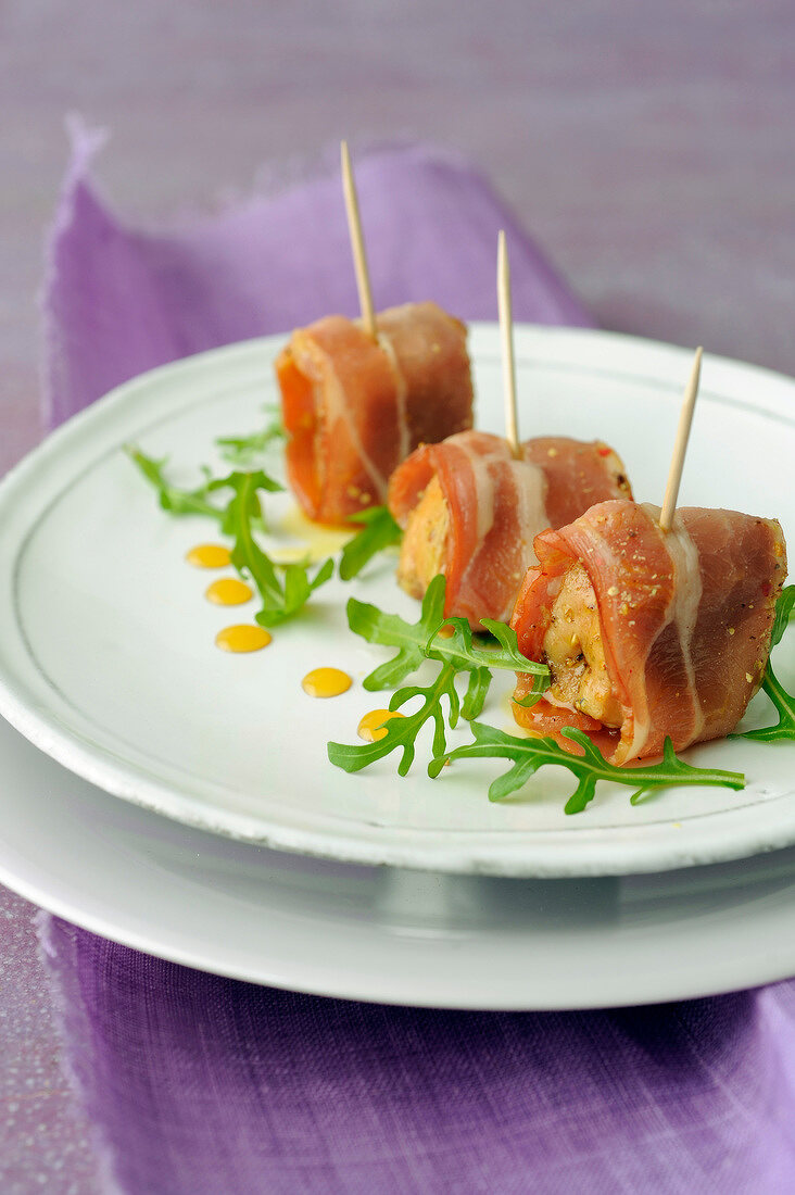 Foie gras and grilled bacon bites