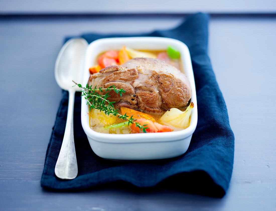 Leg of lamb with vegetables