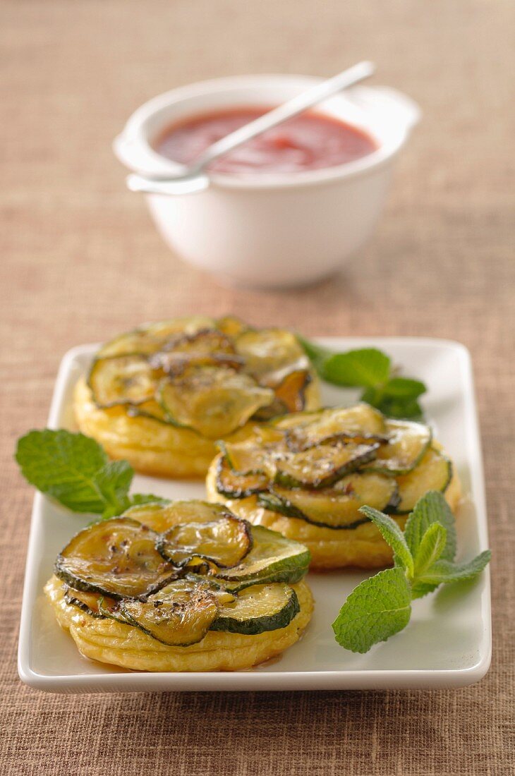 Zucchini and mint tatin tarts