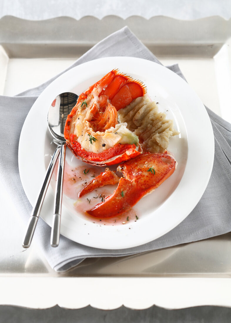 Roasted lobster with artichoke puree
