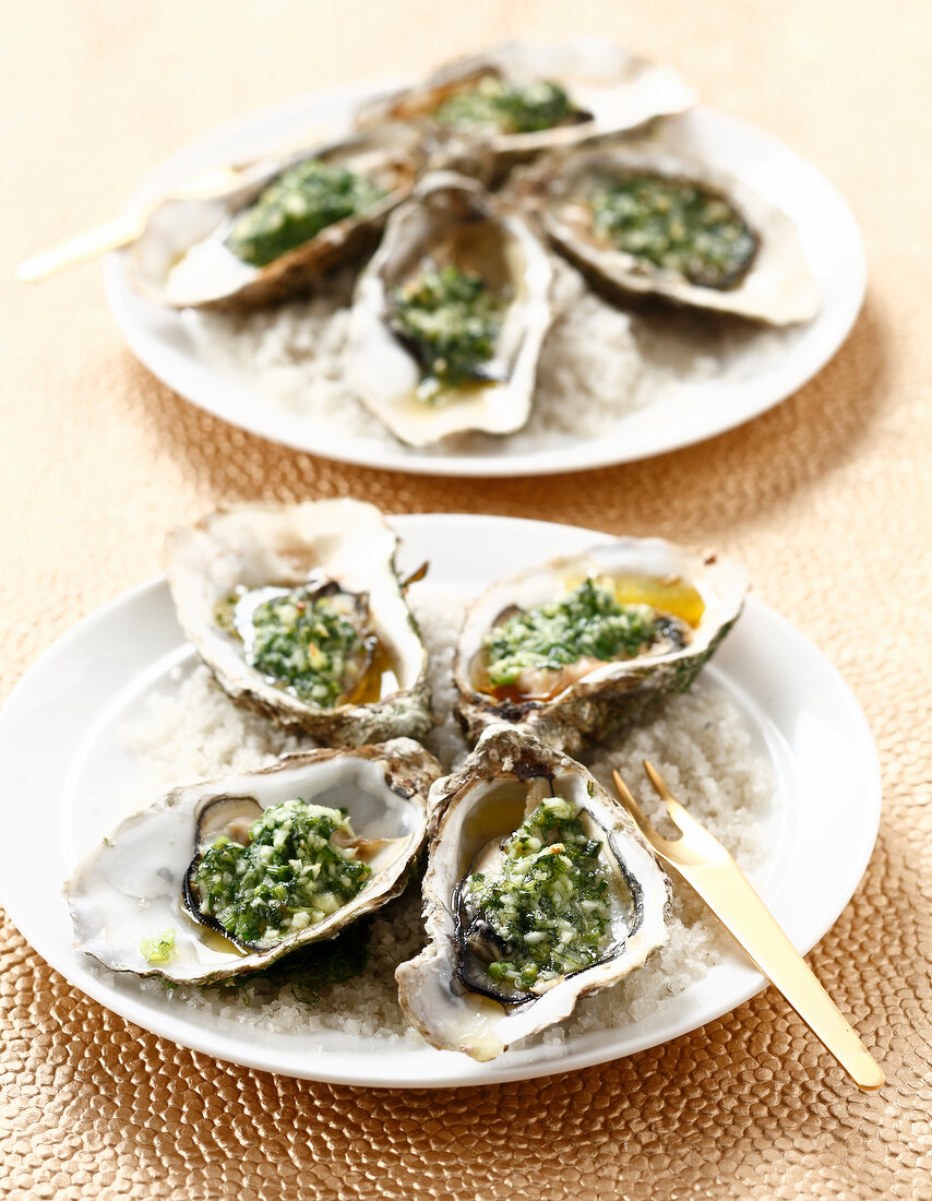 Oysters with fresh herbs