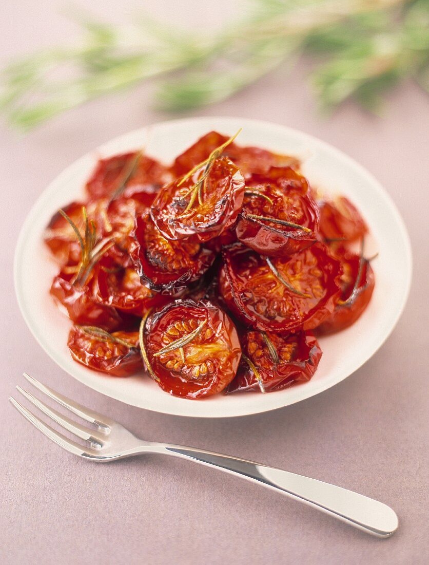 Stewed tomatoes with rosemary