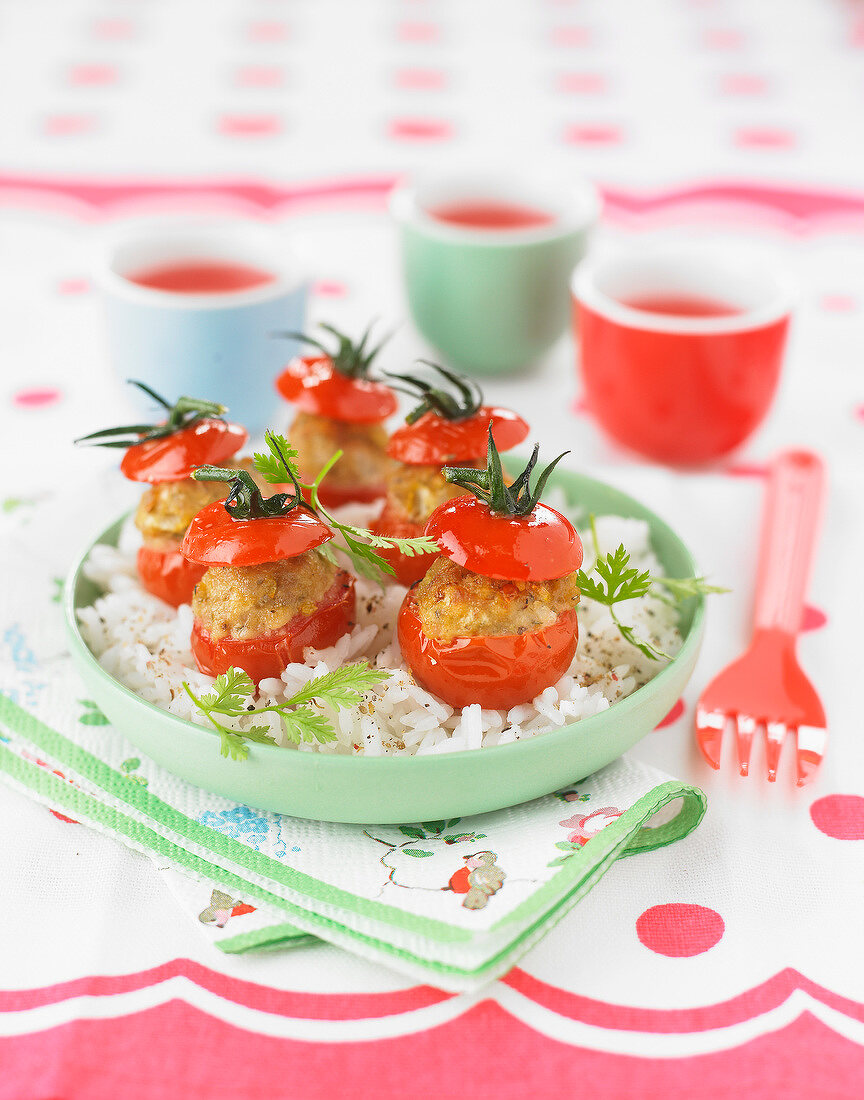 Stuffed cherry tomatoes with rice