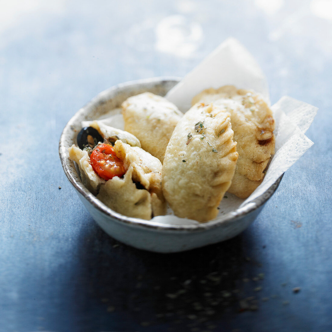 Tomato,olive and anchovy turnover