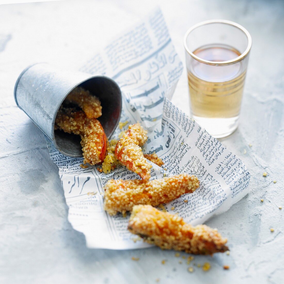 Moroccan-style breaded pumpkin wedges