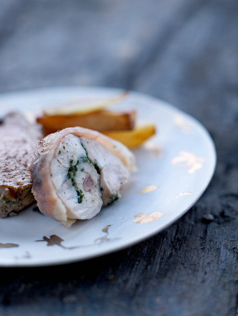 Roast veal stuffed with herbs