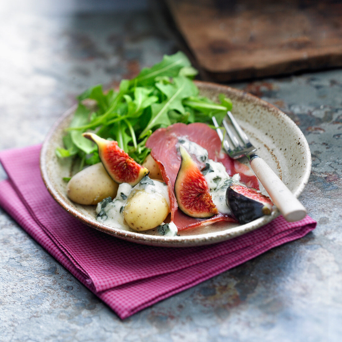 Gorgonzola Raclette with coppa,figs and potatoes