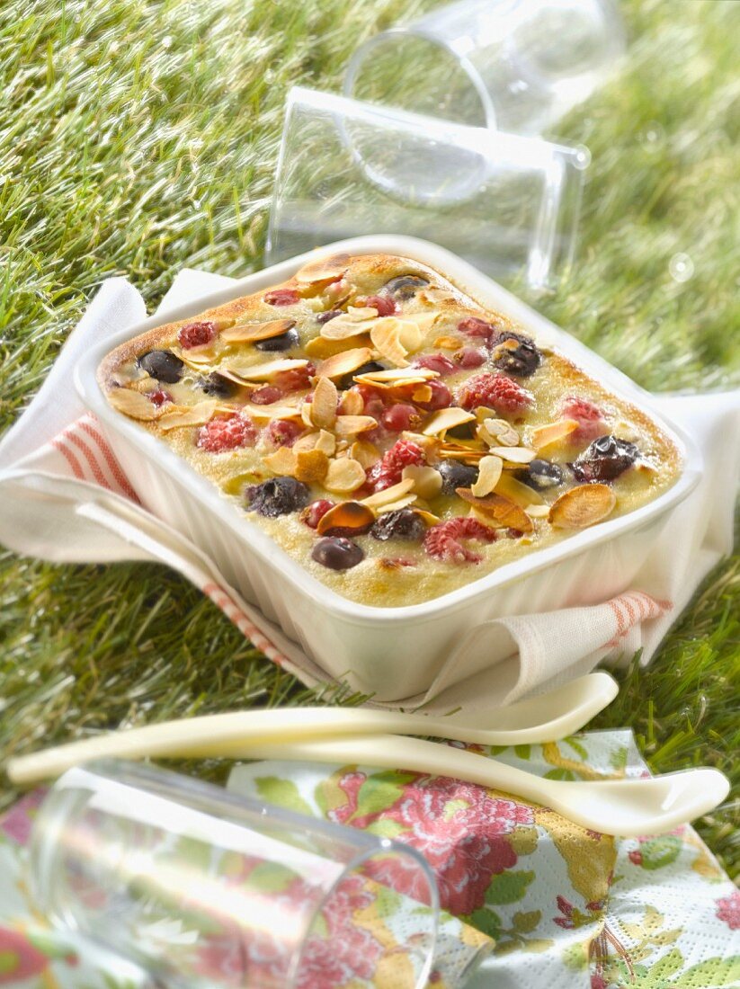 Summer fruit and almond cream gratin