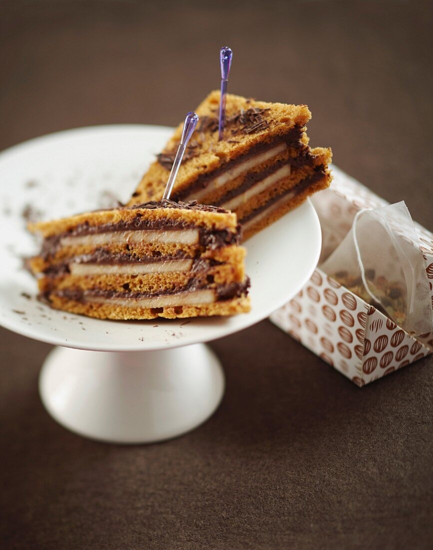 Chocolate and pear gingerbread club sandwich