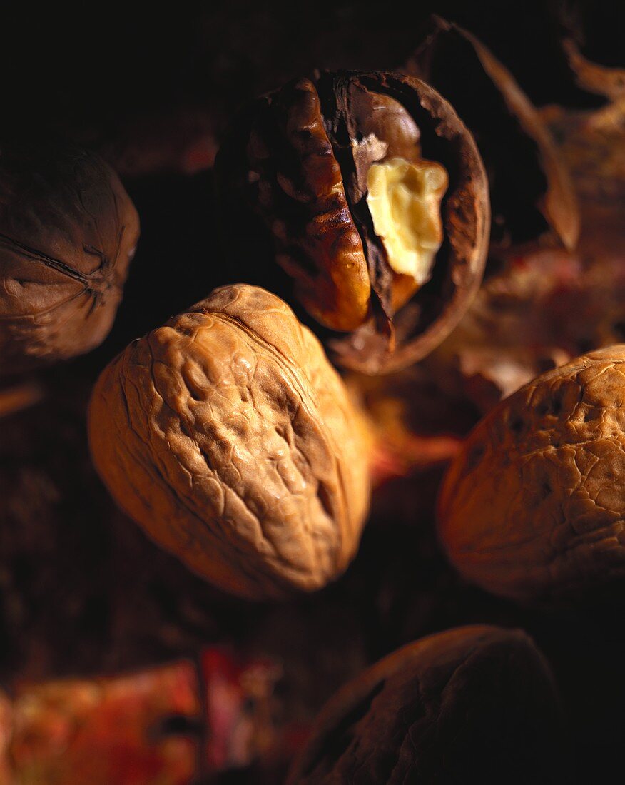 Two walnuts, one cracked