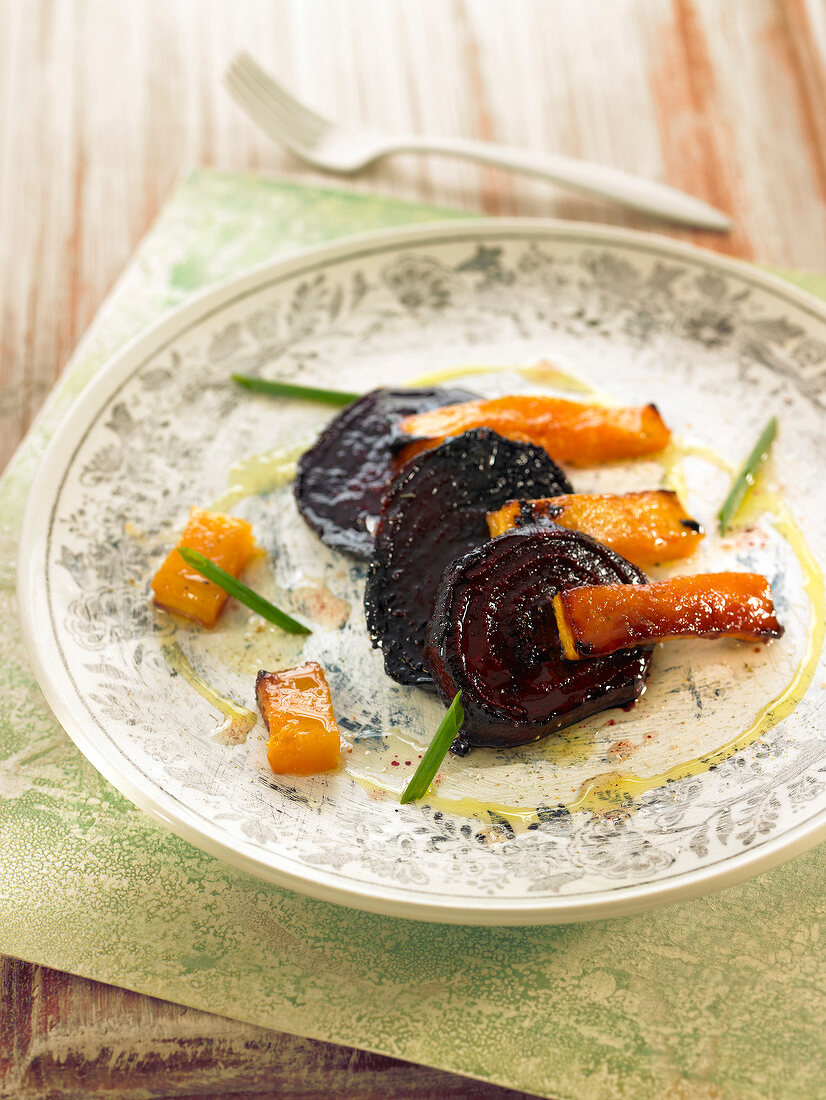Glazed beetroot and pumpkin