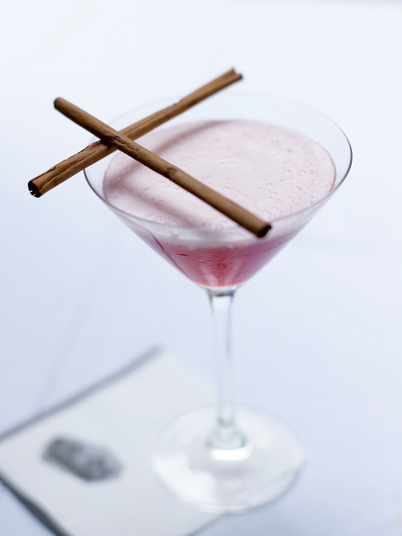 Pomegranate, Champagne and cinnamon cocktail