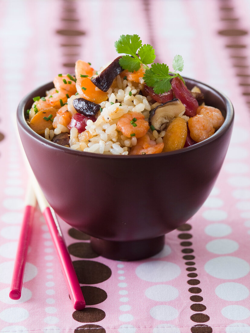 Sauteed rice and shrimps