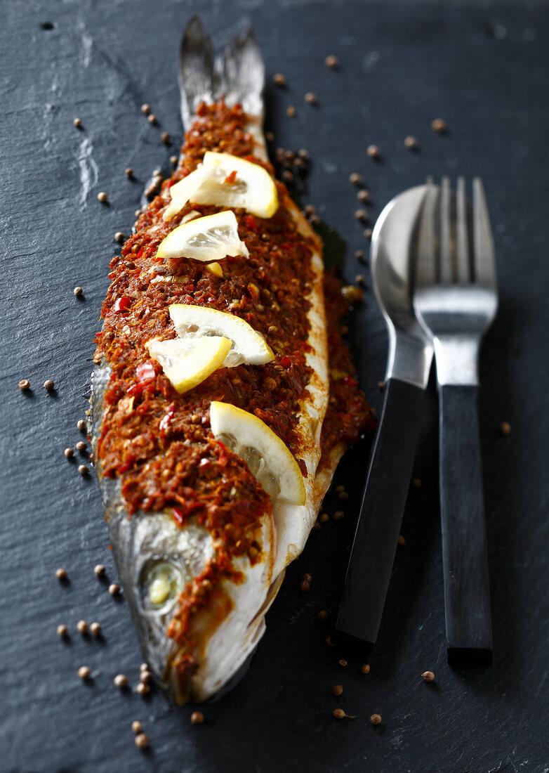 Fish stuffed with a spicy paste