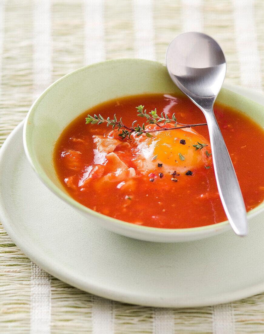 Tomato soup with an egg