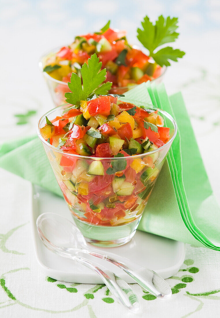 Tomato,cucumber and pepper salad