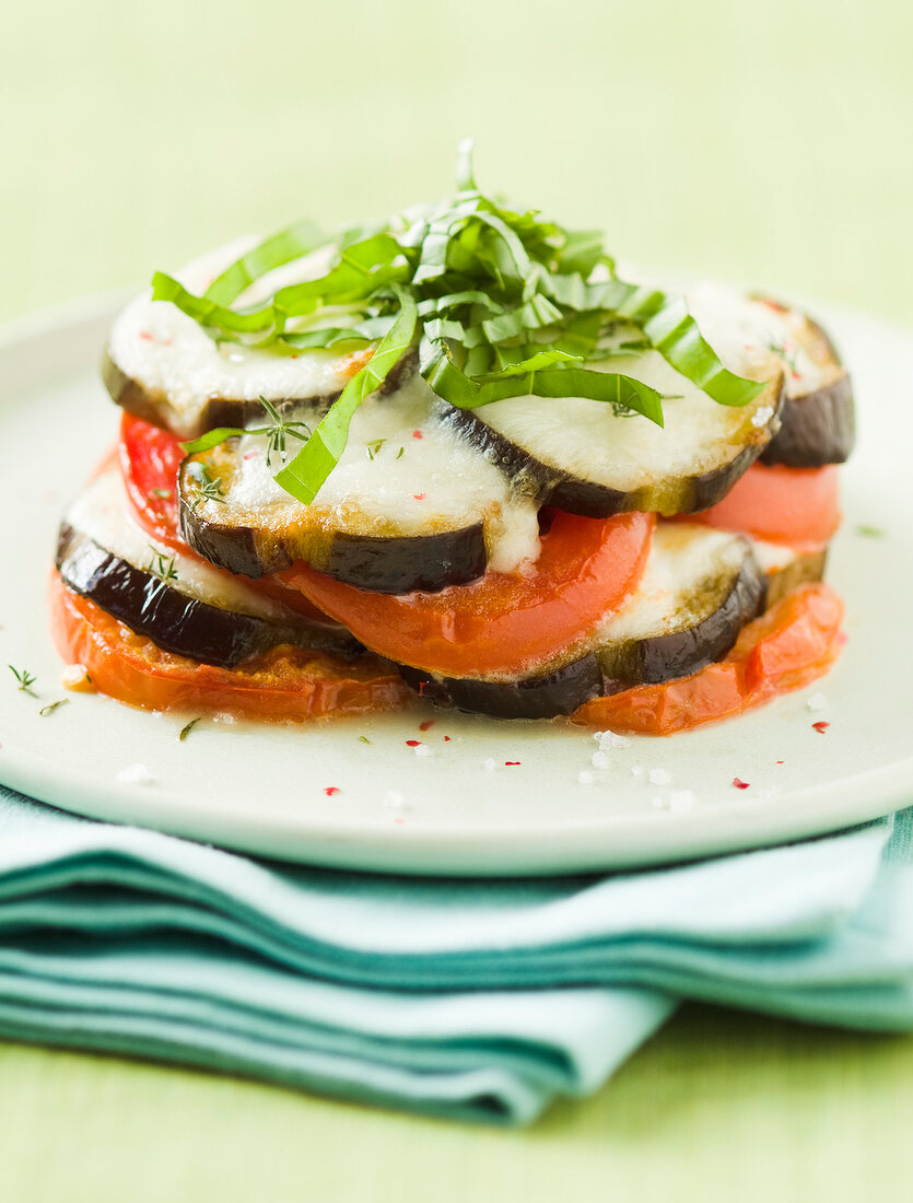 Tomato, eggplant and mozzarella Tian