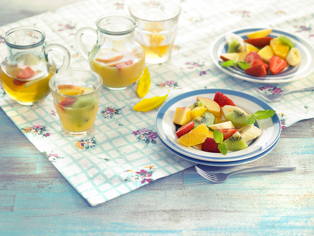 Fruit salad and fruit juice