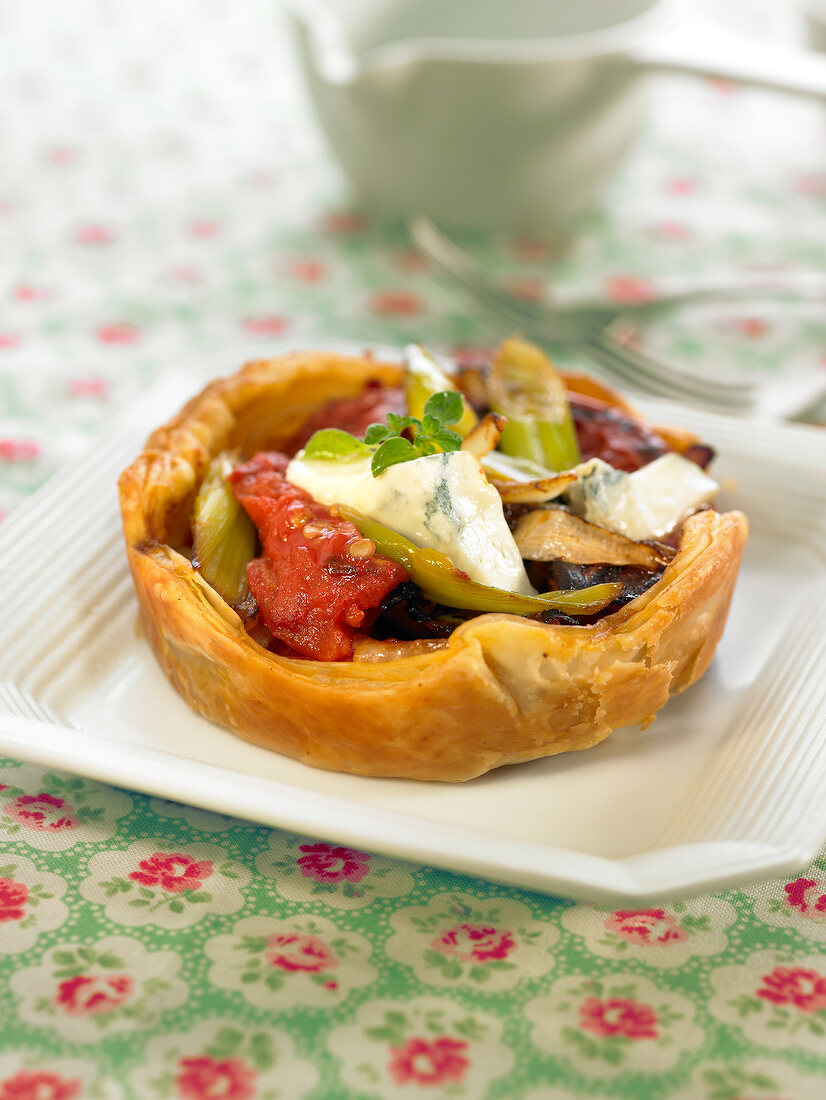 vegetable and cheese tartlet