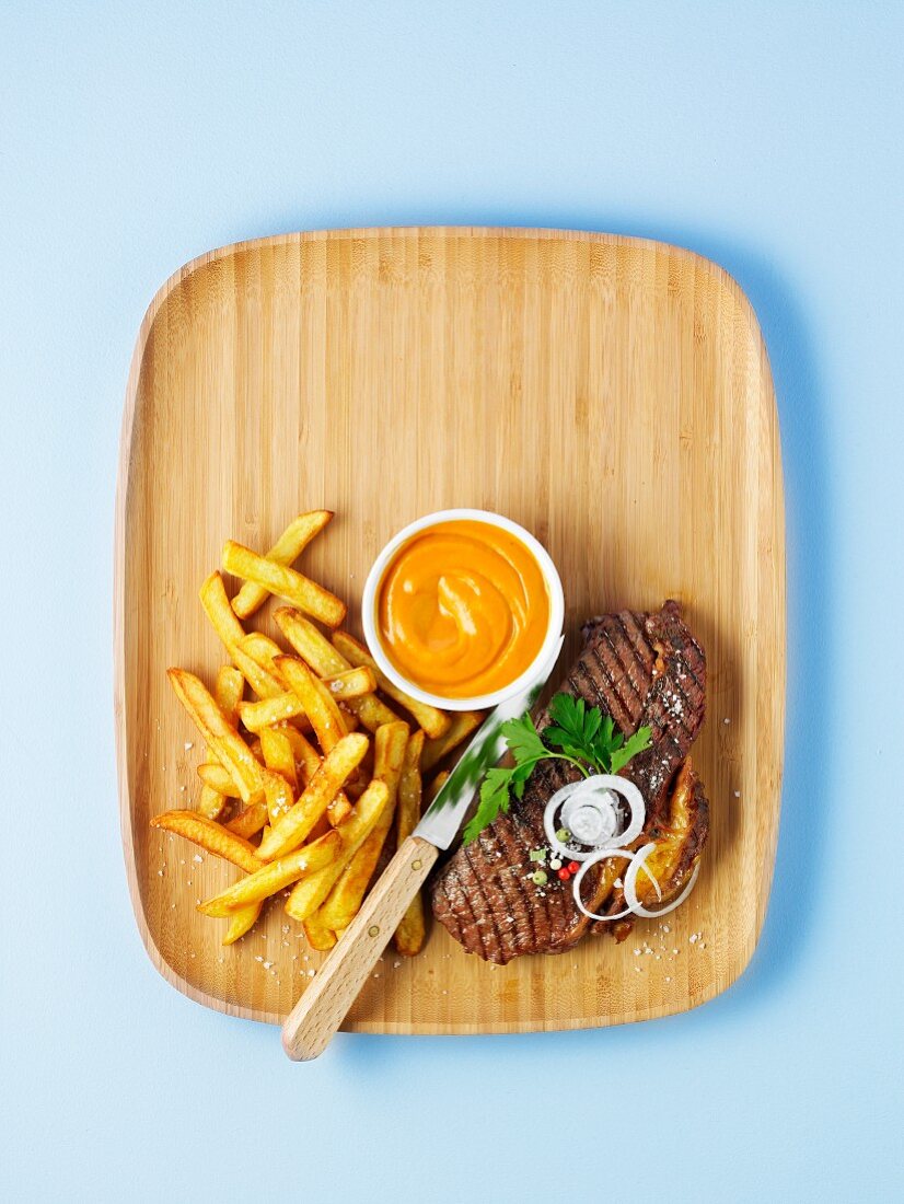 Grilled rump steak with french fries