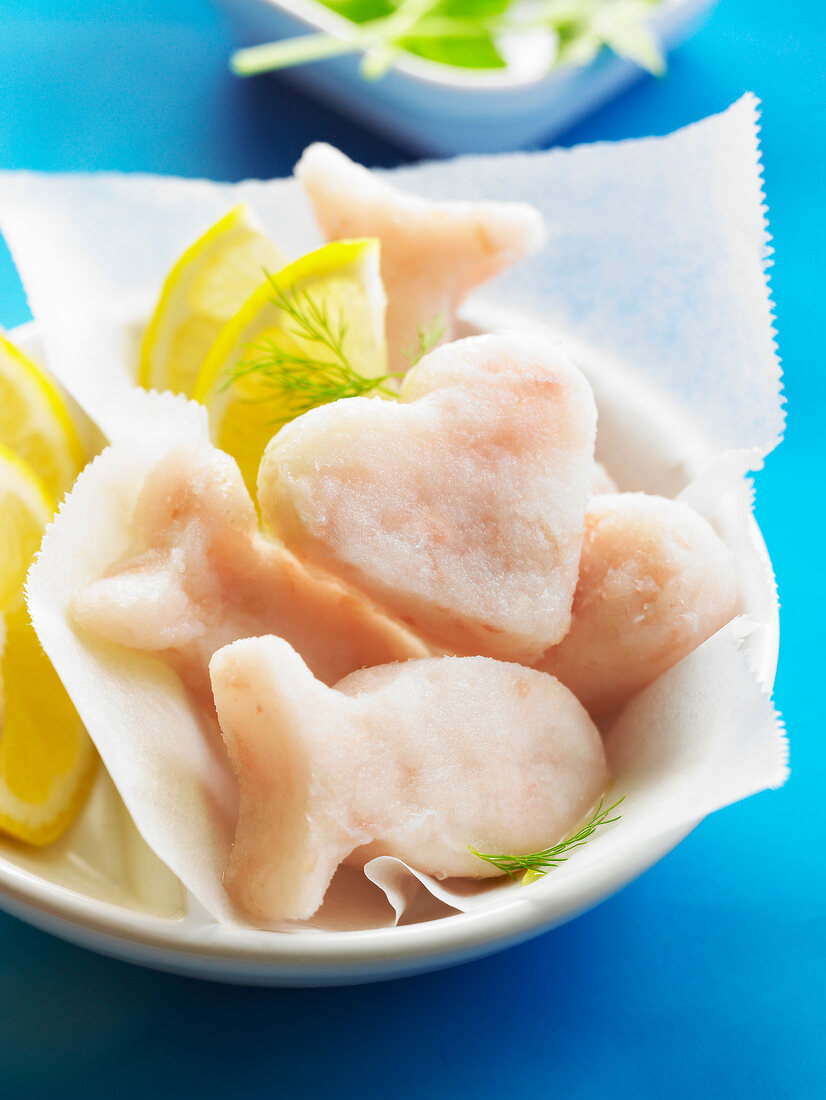 Funny shaped raw frozen fish for kids