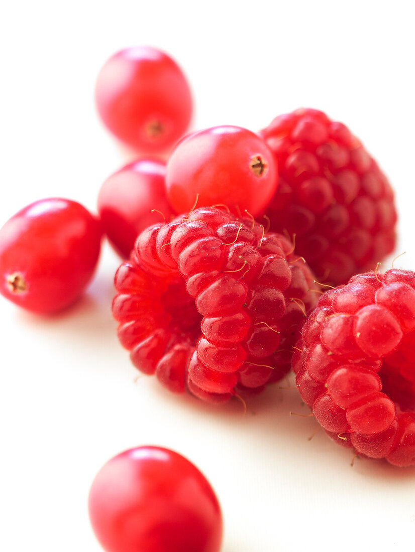 Raspberries and cranberries