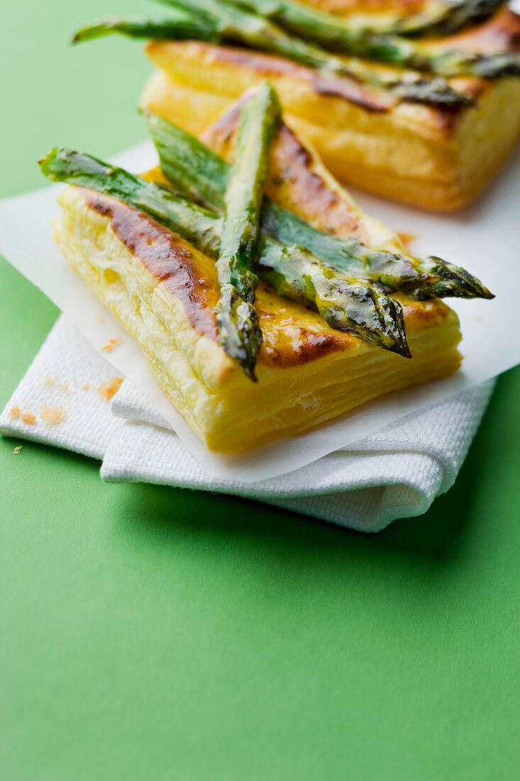 Green asparagus flaky pastry individula pies
