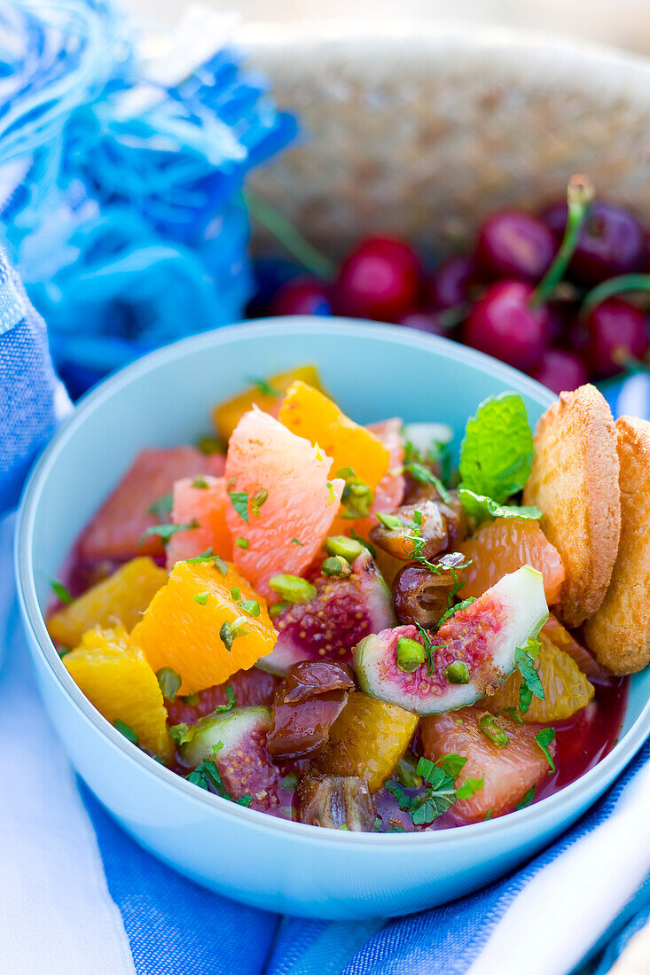 Citrus fruit and fig fruit salad