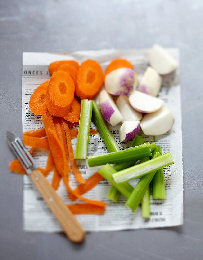 Preparing vegetables for a stew