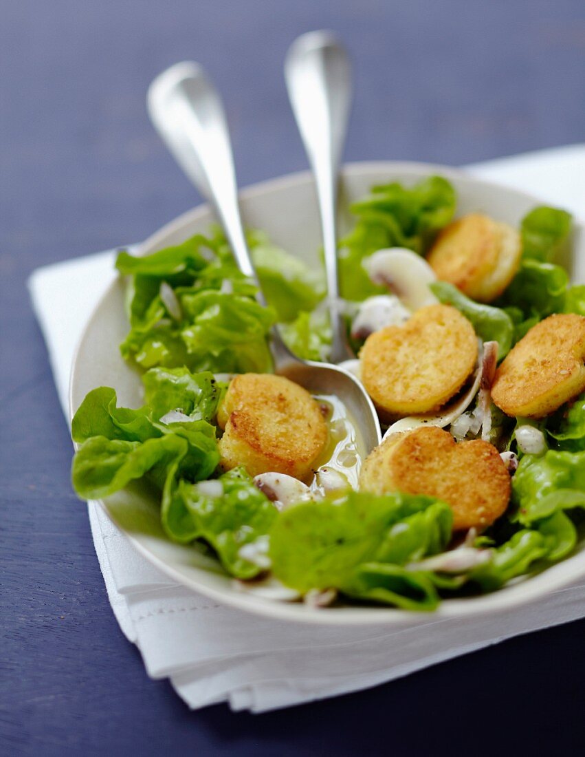 Fried quenelle salad