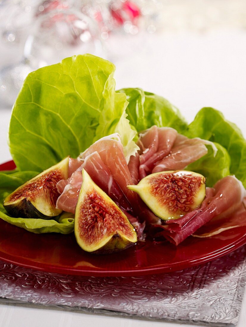Raw ham with figs