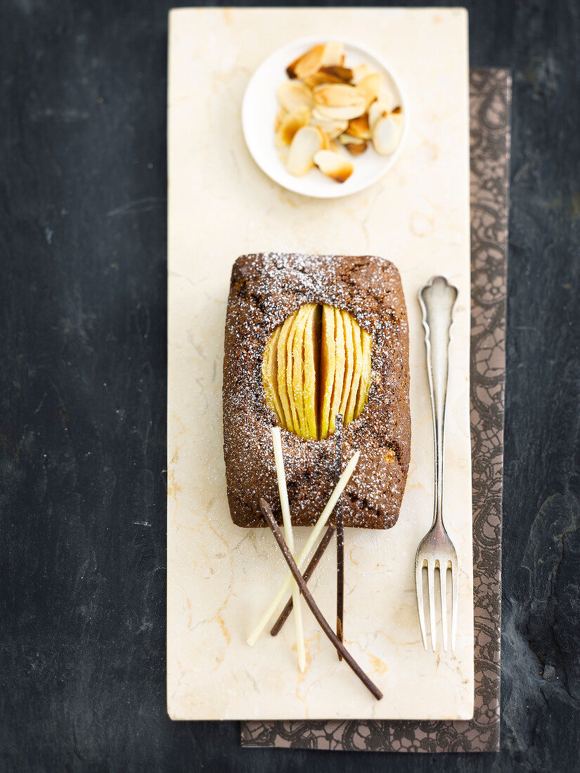 Chocolate,pear and almond cake